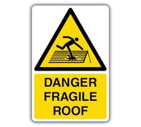 V Safety - Señal de seguridad fotoluminiscente con texto en inglés "Danger Fragile Roof Safety - 200 x 300 mm - Vinilo autoadhesivo, triple brillo