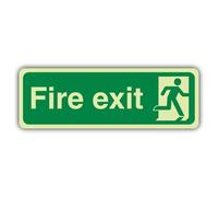 V Safety - Señal de seguridad fotoluminiscente con texto en inglés "Final Fire Exit Man Right", 600 x 200 mm, vinilo autoadhesivo, brillo estándar