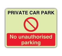 V Safety - Señal de seguridad fotoluminiscente para aparcamiento privado, 300 x 225 mm, compuesto de aluminio de 3 mm, brillo estándar