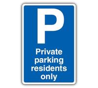 V Safety - Señal de seguridad fotoluminiscente para aparcamiento privado con texto "Private Parking Residents Only", color azul, 300 x 450 mm, plástico rígido de 1,2 mm, brillo estándar