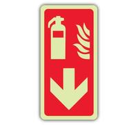 V Safety - Señal de seguridad fotoluminiscente para extintor de incendios, 150 x 300 mm, plástico rígido de 1,2 mm, brillo estándar