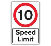 V Safety - Señal de seguridad fotoluminiscente Speed Limit 10 MPH (200 x 300 mm), vinilo autoadhesivo, doble brillo