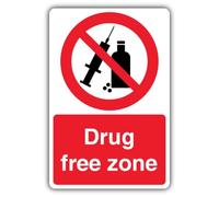 V Safety - Señal de seguridad para zona libre de drogas, 400 x 600 mm, tablero Correx de doble pared, señalización de prohibición, fabricado en Gran Bretaña