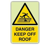 V Safety - Señal de seguridad que brilla en la oscuridad, con texto en inglés "Keep Off", 400 x 600 mm, hecha de plástico rígido de triple brillo, señalización de advertencia de peligro, fabricada en