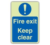 V Safety - Señal de seguridad que brilla en la oscuridad, salida de incendios, 150 x 225 mm, hecha de plástico rígido de doble brillo, señalización de seguridad contra incendios, fabricada en Gran