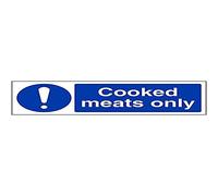 V Safety Señal magnética de seguridad con texto en inglés "Cooked meats only-300x100mm-