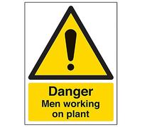 V Safety Señal magnética de seguridad con texto en inglés "Danger men working on plant", 150 x 200 mm