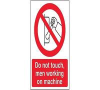 V Safety Señal magnética de seguridad con texto en inglés "Do not touch men working on machine" (150 x 200 mm)