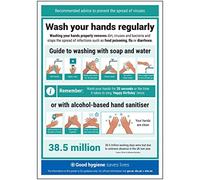 V Safety SP061A3-PW VSafety Wash Your Hands Regularly Póster A3-297 mm x 420 mm, estándar