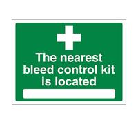V Safety The Nearest Bleed Control Kit Is Located 400 x 300 mm - Vinilo autoadhesivo que brilla en la oscuridad