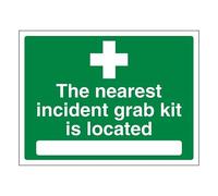 V Safety The Nearest Incident Grab Kit Is Located 400 x 300 mm - Vinilo autoadhesivo