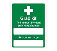 V Safety The Nearest Incident Grab Kit Is Situated - Retrato 300 x 400 mm - Vinilo autoadhesivo que brilla en la oscuridad