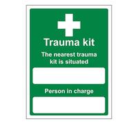 V Safety The Nearest Trauma Kit Is Situated - Retrato 300 x 400 mm - Vinilo autoadhesivo que brilla en la oscuridad