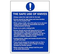 V Safety The Safe Use Of Knives - Señal de seguridad de plástico rígido (300 x 400 mm, brilla en la oscuridad, 1 mm)