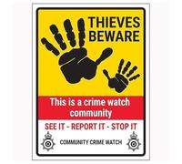 V Safety Thieves Beware/Crime Watch Community/See It-Report It-Stop It/Community Crime Watch 200 x 300 mm - Señal de seguridad compuesta de aluminio cepillado de 3 mm