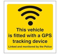V Safety This Vehicle Is Fitted With A GPS Tracking Device - Adhesivo para ventana de 100 x 100 mm - Adhesivo facial para ventana