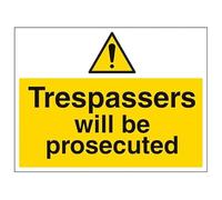 V Safety Trespassers Will Be Prosecuted - Señal de seguridad compuesta de aluminio (400 x 300 mm, 3 mm)