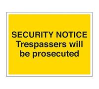 V Safety Trespassers Will Be Prosecuted - Señal de seguridad compuesta de aluminio (400 x 300 mm, 3 mm)