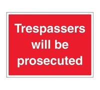 V Safety Trespassers Will Be Prosecuted - Señal de seguridad compuesta de aluminio grande (600 x 450 mm, 3 mm)