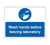 V Safety Wash Hands Before Leaving Laboratory - Señal de seguridad con texto en inglés "Wash Hands Before Leaving Laboratory", paisaje de 200 x 150 mm, vinilo autoadhesivo que brilla en la oscuridad