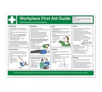 V Safety Workplace First Aid Guide - Póster de seguridad (420 x 594 mm, A2), señal de seguridad reforzada de plástico flexible