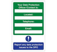 V Safety Your Data Protection Officer/Contact is: 200 x 300 mm - Señal de seguridad compuesta de aluminio cepillado de 3 mm