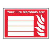 V Safety Your Fire Marshals Are: - Señal de seguridad de plástico rígido de 200 x 150 mm, 2 mm