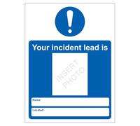 V Safety Your Incident Lead Is 150 x 200 mm - Señal de seguridad de vinilo autoadhesivo