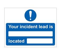 V Safety Your Incident Lead Is Located 200 x 150 mm - Señal de seguridad de vinilo autoadhesivo