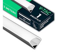 V-TAC 1 Perfil Angular Aluminio para Tiras LED de 2 METROS - (2 Metros Totales) - Perfiles para Tiras LED con Cubierta Opaca - Dimensiones: 21,3 x 15,8 mm - Anchura Máxima de la Tira LED: 15,8 mm