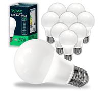 V-TAC 10x Bombillas LED E27, Edison - A60 10,5W (Equivalente a 75W) - 1055 Lumen - 6500K Blanco Frìo - Apertura del Haz de Luz 200° - Máxima Eficiencia y Bajo Consumo
