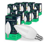 V-TAC 10x Bombillas LED Vela E14-4,5W (Equivalente a 40W) - 470 Lumen - Apertura del Haz de Luz 180° - Bombilla Máxima Eficiencia y Bajo Consumo - 3000K Blanco Cálido