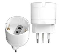 V-TAC 2 adaptadores de Schuko a Enchufe de 10 A - 2 Unidades - Toma Individual 10 A 2P + T bipaso/Schuko y Enchufe Italiano 10 A - de Corriente para casa, Oficina, Tienda, Empresa