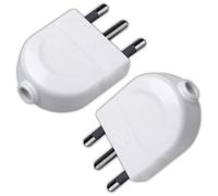 V-TAC 2 enchufes eléctricos italianos de 16 A - Diseño ahorra espacio - 2 unidades - Enchufe plano con salida de cable recta - Para casa, garaje, tienda, oficina, empresa - Carga máxima 1500 W