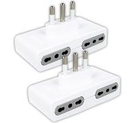 V-TAC 2 regletas para Ahorrar Espacio, cuádruple - 4 Tomas 10/16 A 2P + T bipaso y Enchufe 16 A - Adaptador de Corriente de Pared para casa, Oficina, Tienda, Empresa - Diseño Delgado - 2 Unidades