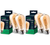 V-TAC 2x Bombilla LED Filamento Ámbar ST64 - E27-6W (Equivalente a 40W) - 550 Lumen - 2 Bombillas Cristal Vintage Retro - Máxima Eficiencia y Ahorro Energético - 2200K Blanco Cálido (Paquete de 2)