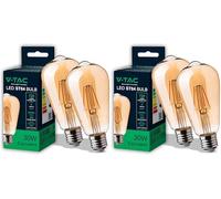 V-TAC 2x Bombilla LED Filamento Ámbar ST64 - E27-8W (Equivalente a 50W) - 720 Lumen - 2 Bombillas Cristal Vintage Retro - Máxima Eficiencia y Ahorro Energético - 2200K Blanco Cálido (Paquete de 2)