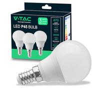 V-TAC 3x Bombilla LED E14 - P45-4,5W (Equivalente a 40W) - 470 Lumen - 4000K Blanco Neutro - Apertura del Haz de Luz 180° - Máxima Eficiencia y Bajo Consumo - Paquete de 3