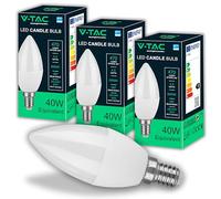 V-TAC 3x Bombilla LED Vela E14-4,5W (Equivalente a 40W) - 470 Lumen - 6500K Blanco Frìo - Apertura del Haz de Luz 180grados - Bombillas Led Máxima Eficiencia y Bajo - Paquete de 3