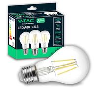 V-TAC 3x Bombillas LED Filamento A60 E27-10W (Equivalente a 75W) - 1055 Lumen - Bombilla Máxima Eficiencia y Ahorro Energético - Vintage Retro - Blanco Cálido 3000K