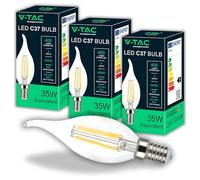 V-TAC 3x Bombillas LED Vela led candle E14-4W (Equivalente a 35W) - 400 Lumen - Bombilla Máxima Eficiencia y Ahorro Energético - Luz Blanco Neutro 4000K