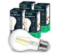 V-TAC 4x Bombilla LED Filamento E27 - [Alta Eficiencia 6W] - A60 - 600 Lúmenes - (Equivalente a 45W) - Bombillas de Bajo Consumo - 4000K Luz Blanco Neutro