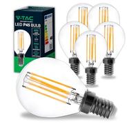 V-TAC 6x Bombillas LED Filamento P45 E14-4W (Equivalente a 35W) - 400 Lumen - Bombilla Pelota de Golf - Máxima Eficiencia y Ahorro Energético - Blanco Cálido 3000K