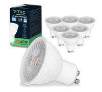 V-TAC 6x Bombillas LED GU10-6W (Equivalente a 6W) - Chip SAMSUNG - 445 Lumen - Spot LED GU10 Alta Luminosidad - Bombilla Máxima Eficiencia y Bajo Consumo - 6500K Blanco Frí