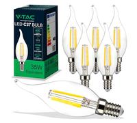 V-TAC 6x Bombillas LED Vela Filamento E14-4W (Equivalente a 35W) - 400 Lumen - Bombilla Vintage Retro Máxima Eficiencia y Ahorro Energético - Luz Blanco Neutro 4000K