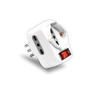 V-TAC Adaptador de Enchufe Triple con 3 Tomas de Corriente con Interruptor, 2 enchufes Laterales, Bypass de 10/16 A y un Enchufe Schuko Frontal de 10/16 A, Enchufe múltiple para el hogar,
