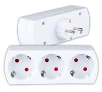 V-TAC Adaptador Múltiple 3 ENCHUFES - Enchufe de Pared 3 Tomas de Corriente 16A Shuko para el Hogar, Oficina, Tienda, Garaje, Cocina - Regleta Múltiple 3 Enchufes - 250V Compacta y Práctica