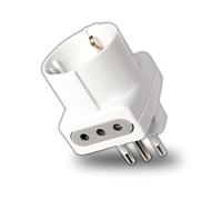 V-TAC Adaptador multitoma con 2 Tomas Laterales 10 A 2P + T y una Frontal 10 A 2P + T bipaso + Schuko Enchufe 16 A 2P + T Color Blanco - Adaptador Triple