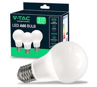 V-TAC Bombillas LED E27 - A60-8,5W (Equivalente a 60W) - 806 Lumen - 3000K Blanco Cálido - Apertura del Haz de Luz 200grados - Máxima Eficiencia y Bajo Consumo - Paquete de 3