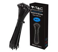 V-TAC Bridas para cables de plástico, medidas 2,5 mm x 200 mm - Paquete de 100 unidades - Bridas para cableado multiusos - Cable para cables para electricista, mecánico, jardinería - Negras